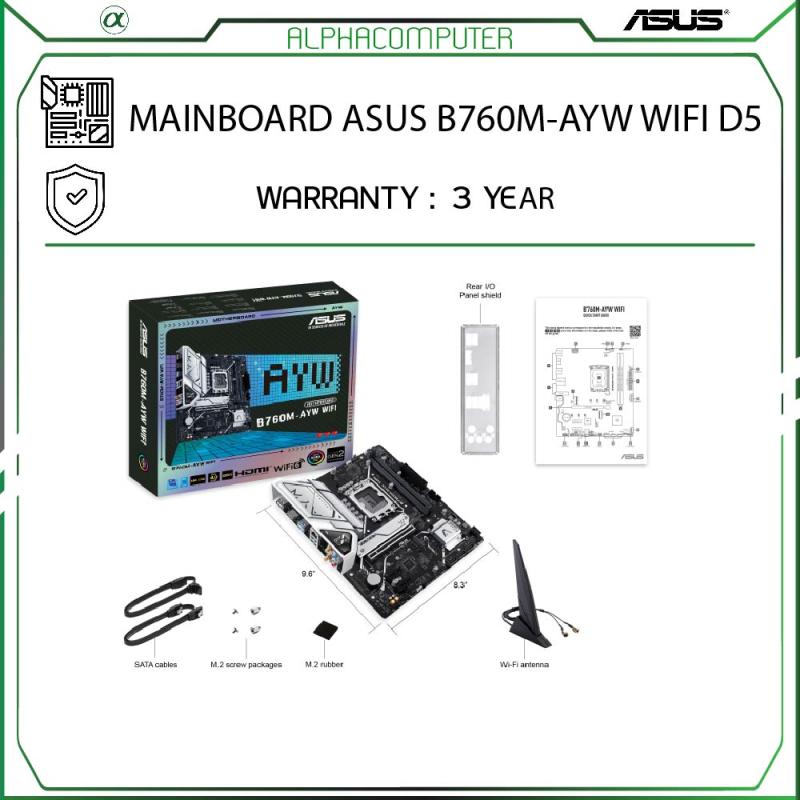  Mainboard ASUS B760M-AYW WIFI (Intel B760, LGA1700, 2 x DDR5 96GB, mATX)