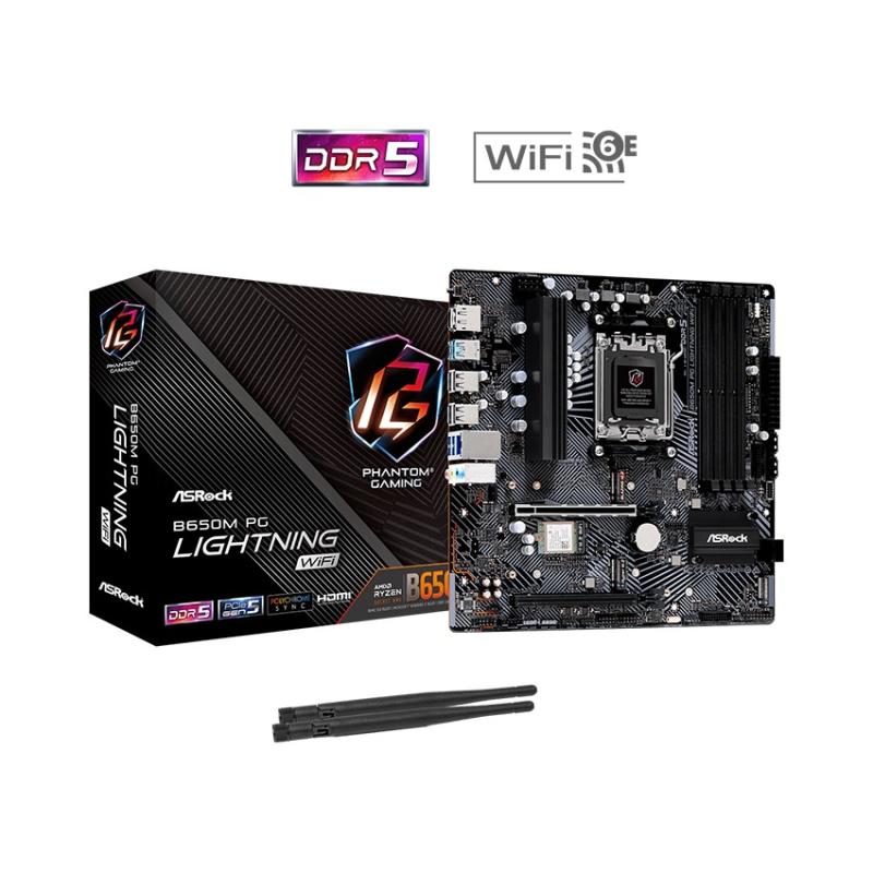 Mainboard ASRock B650M PG Lightning WiFi (Chipset AMD B650, Socket AM5 Ryzen, 4x DDR5 256GB, M-ATX)
